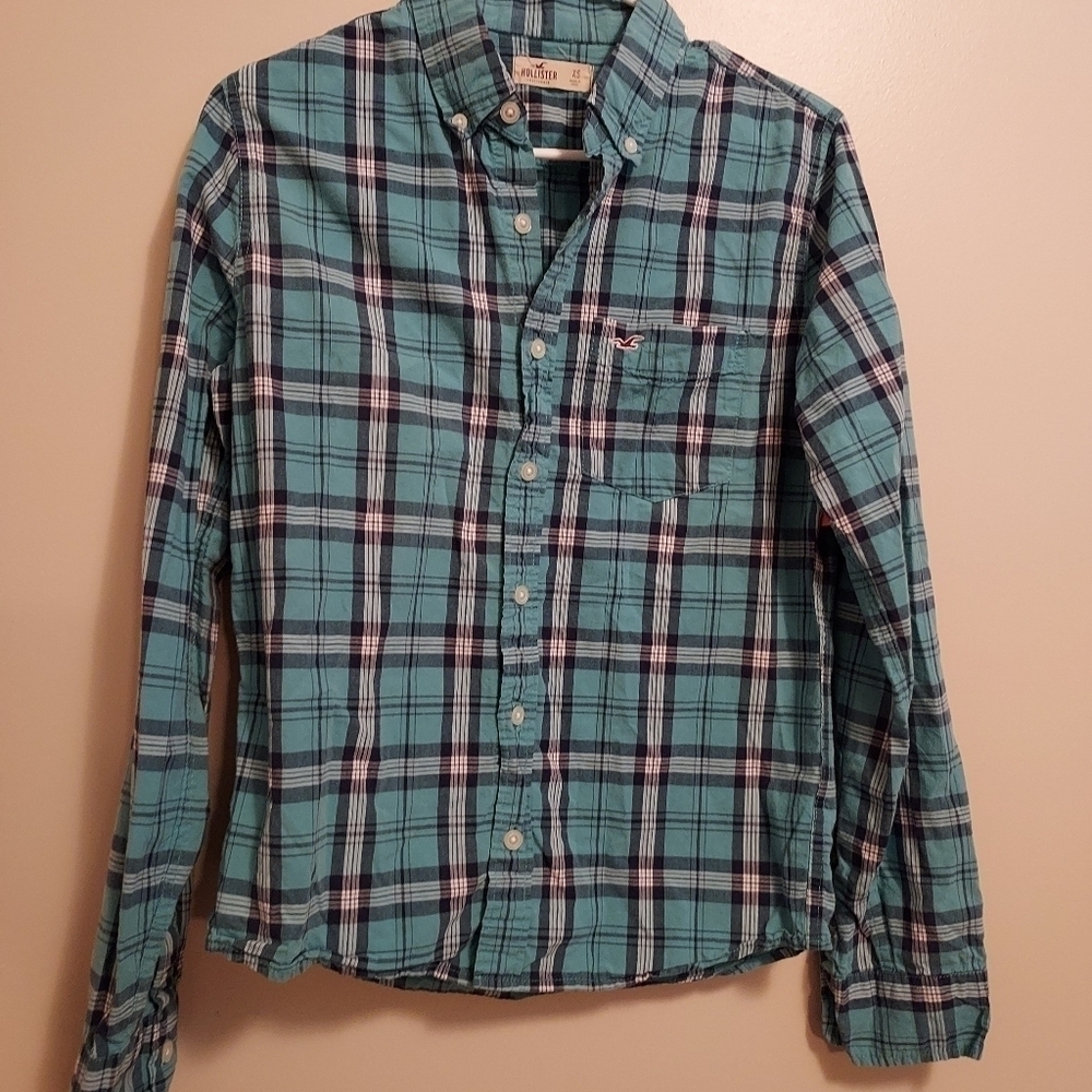 Hollister blue plaid l/s shirt California style xs